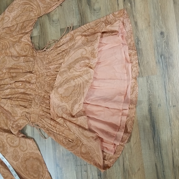 AMUSE SOCIETY Luciana Beach Vida Boho Coral Sand Paisley Peasant Mini Dress - Picture 10 of 15